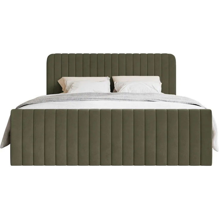Selsey 'Saliano' Boxspringbett mit Bettkasten, Topper und Samtbezug, Olivgrün, 200x200 cm – Bild 6