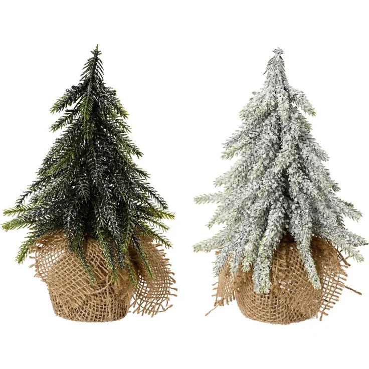 Kaemingk Künstlicher Weihnachtsbaum, Tannenbaum künstlich im Jutesack 20cm 1 Stück sortiert Grün / Weiß – Bild 3
