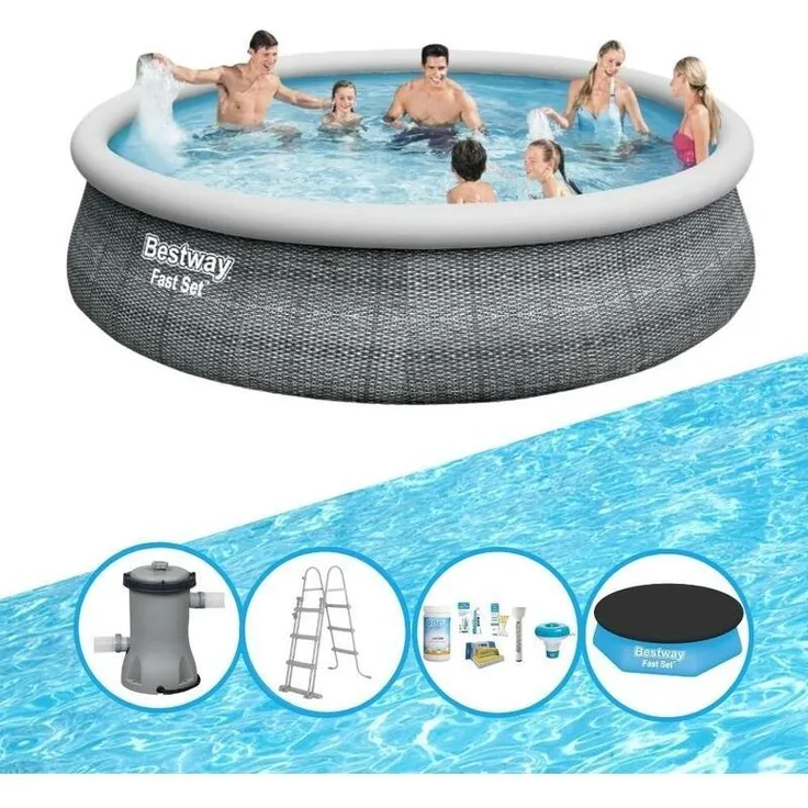 Bestway Aufblasbarer Pool Bestway Fast Set 457x107 cm Poolpaket