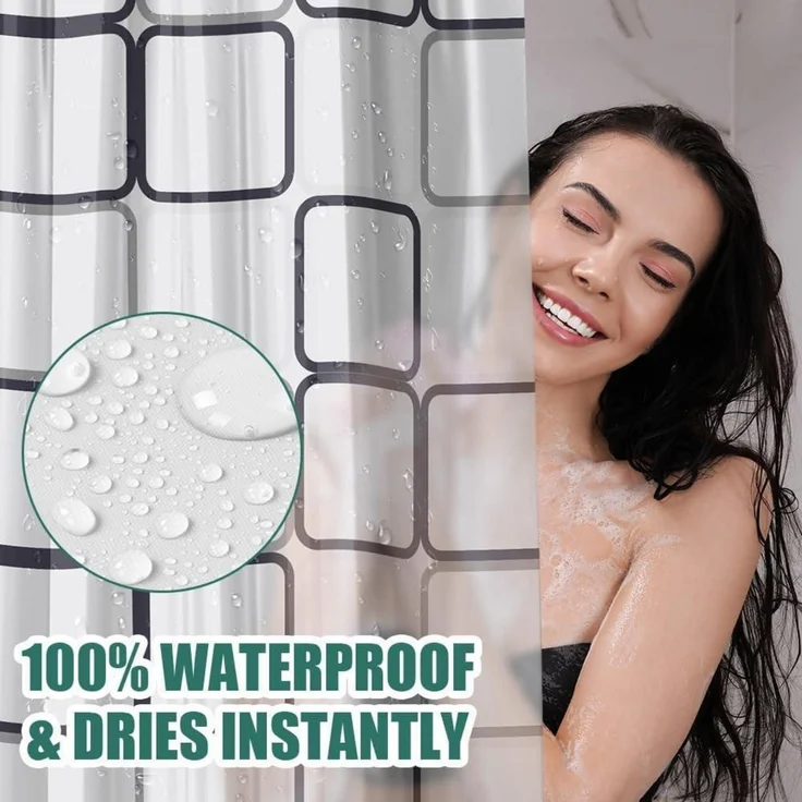 Duschvorhang URAQT Anti-schimmel Wasserdicht PEVA 180x180 cm mit 12 – Bild 5