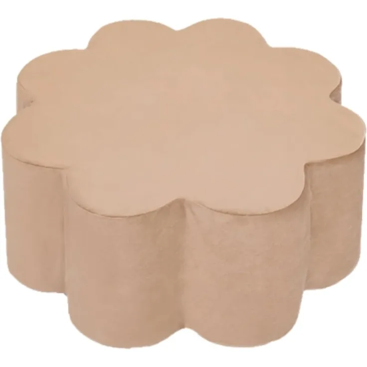 Wunderschöner Pouf, Sitzkissen mit Samtbezug, \"Flower\", in gold, 40x30 cm, von Misioo