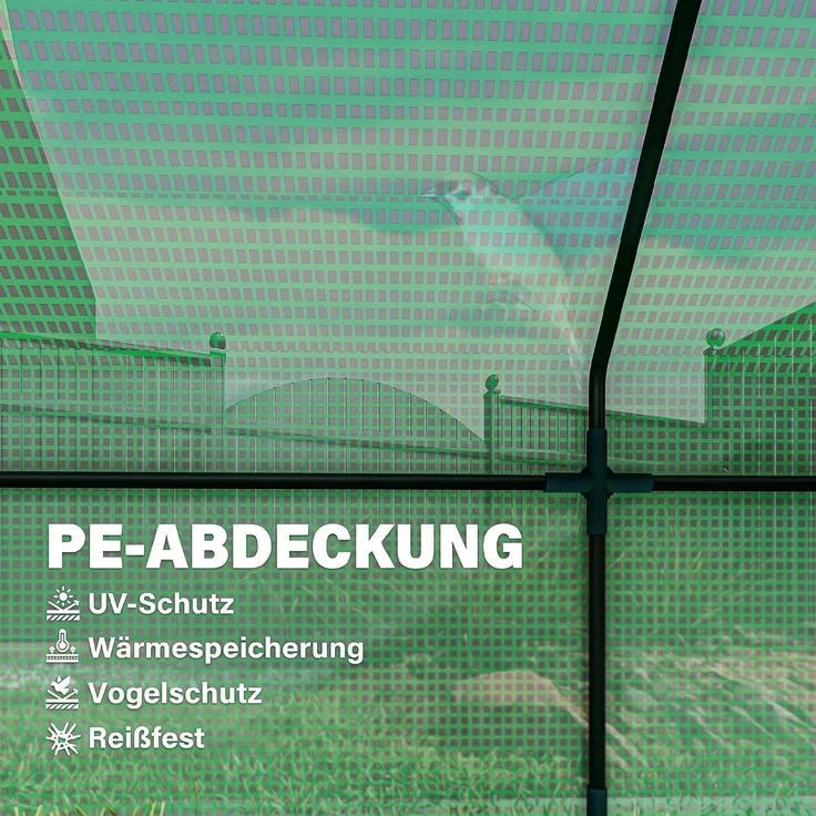Outsunny Gewächshaus, PE, Stahl, Grün, 270L x 90B x 90H cm – Bild 3
