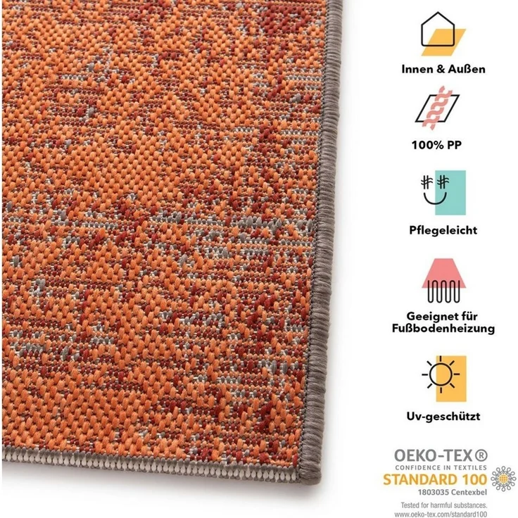 Karat Outdoorteppich Cotton, Erhältlich in 4 Farben & 4 Größen, Wohnteppich, Rechteckig, Höhe: 7 mm, pflegeleicht, Terrasse – Bild 3
