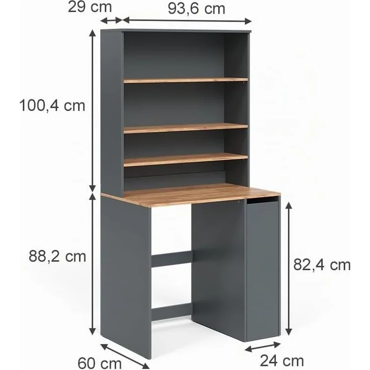 Waschmaschinenschrank Viktor Anthrazit/Goldkraft Eiche 93.6 x 88.2 cm 2 Teile mit Schrank und Regal Vicco – Bild 2