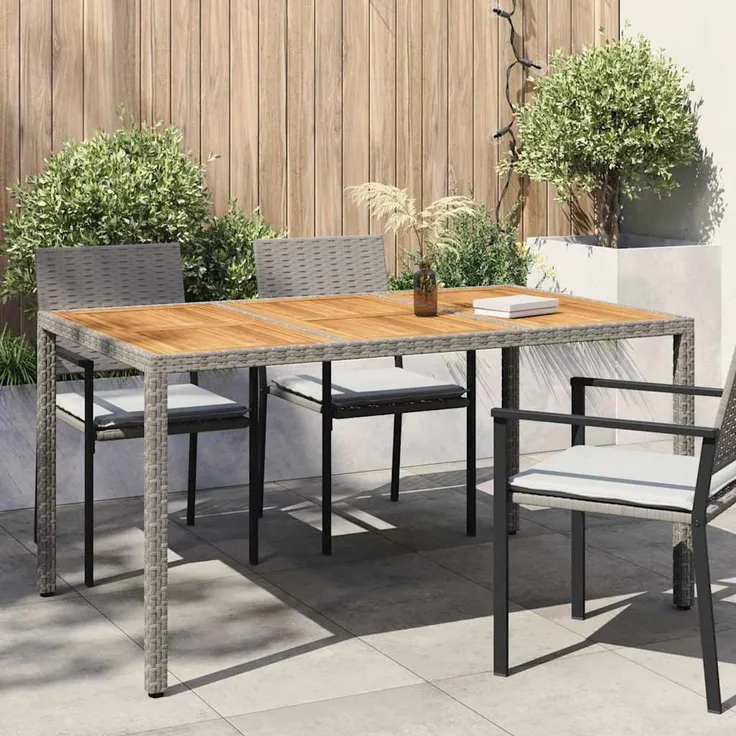 vidaXL Gartentisch Grau 150 x 90 x 75 cm Poly-Rattan 362545