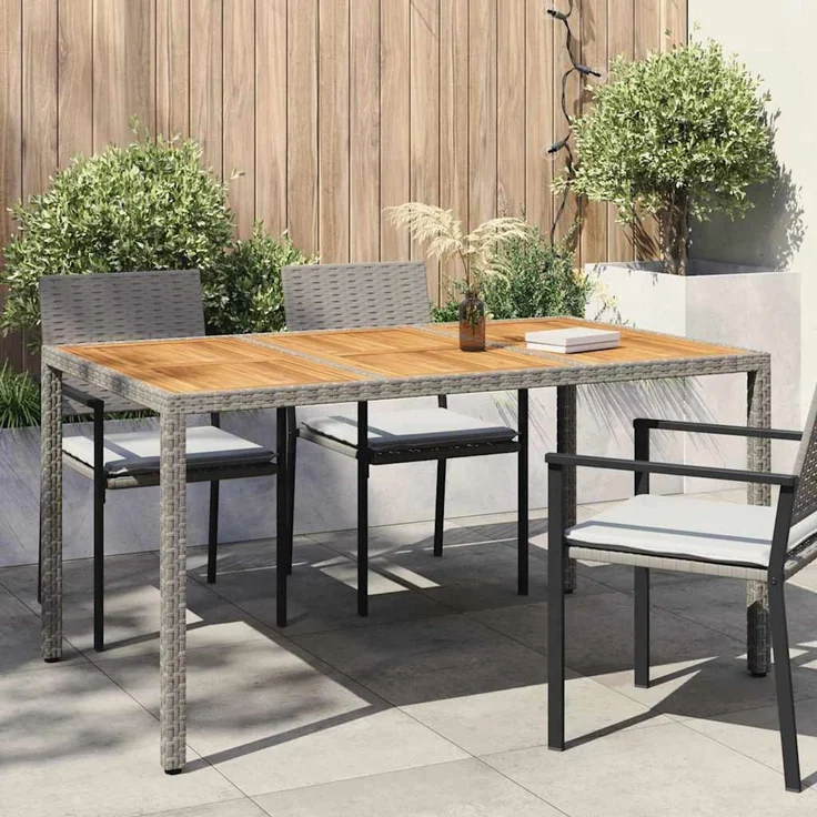 vidaXL Gartentisch Grau 150 x 90 x 75 cm Poly-Rattan 362545 – Bild 1