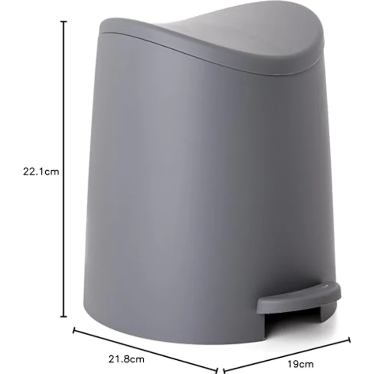 TATAY Badezimmer Mülleimer mit Standardpedal 3L | Praktisches und Funktionales Design | Hochwertiger Kunststoff | Kompakt und Einfach zu Benutzen | 19 x 21,8 x 22,1 cm – Grau – Bild 6