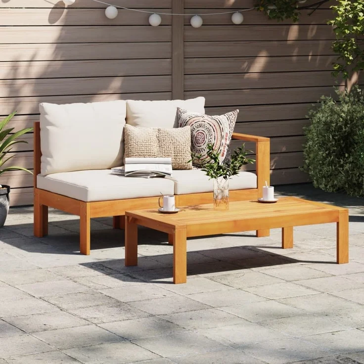 vidaXL Gartensofa mit 1 Armlehne 2-Sitzer Massivholz Akazie 367624 – Bild 2