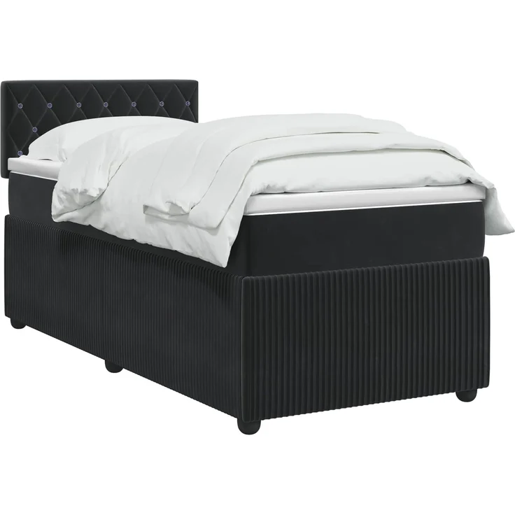 vidaXL Boxspringbett mit Matratze Schwarz 90 x 190 cm Samt 3451579 – Bild 3