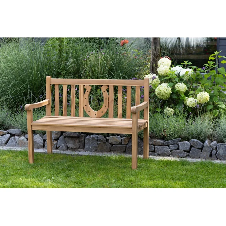 Teakholz Gartenbank Hufeisen 120 cm – Bild 10