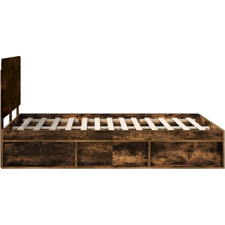 vidaXL Bettrahmen Geräucherte Eiche 150 x 200 cm Massives Kiefernholz 3412474 – Bild 7