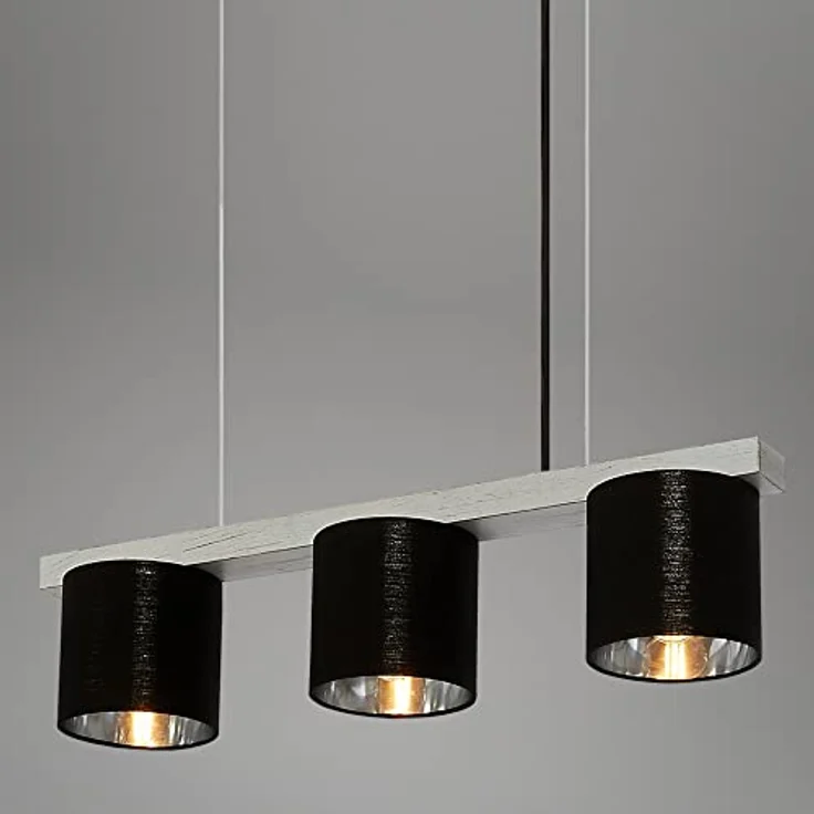 Briloner Leuchten LURI, Pendelleuchte 3-flammig, Höhenverstellbar, Antik-Silber, Holz, E14 Fassung max. 25 Watt, 65 x 15 x 136 cm – Bild 4