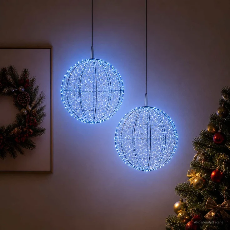 vidaXL Weihnachts-Finial-Licht 2 stk. 1900 LEDs Blau Ø 60 x 63 cm 42049791 – Bild 3