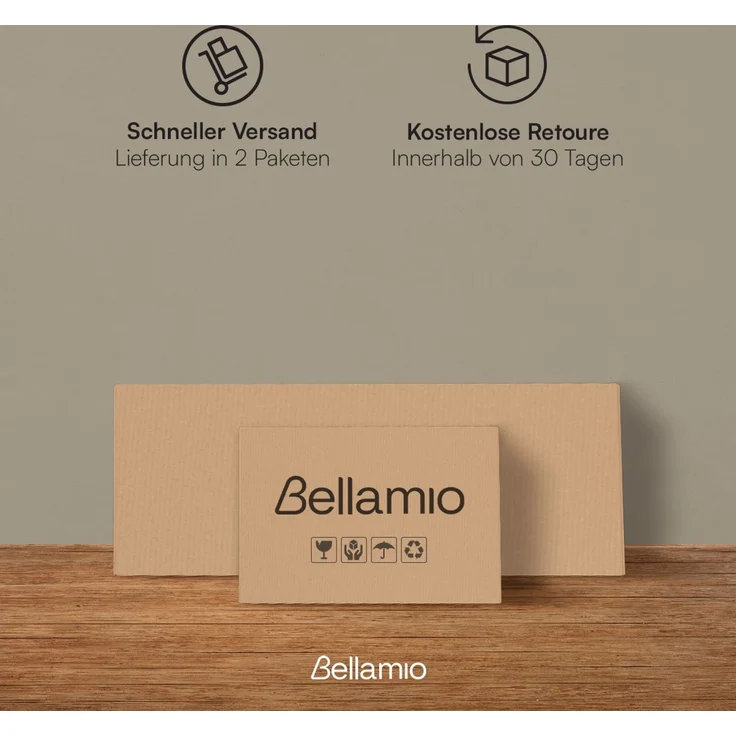 Bellamio 'Luvua' Kommode, schwarz/Eichenoptik, mit Metallfüßen, 80x40x135 cm, Sideboard mit 3 Türen und 6 Fächern – Bild 8