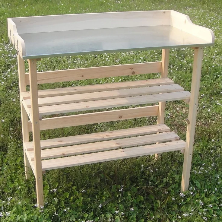 Holz Pfanztisch Holztisch Gartentisch Gärtnertisch Tisch Gewächshaus Garten – Bild 5