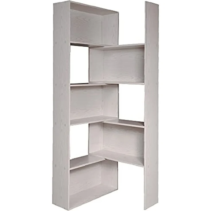 Dmora Ausziehbares Bücherregal in der Breite mit 5 offenen Fächern, Regal für Bücher und Bürodokumente, Made in Italy, 72x22h181 cm, Farbe Eiche gebleicht – Bild 6