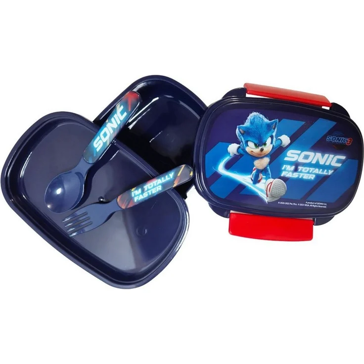 Sonic The Hedgehog Lunchbox Sonic the Hedgehog 4 tlg Set Brotdose Besteck Alu-Trinkflasche, (4-tlg, Spar-Set) – Bild 2