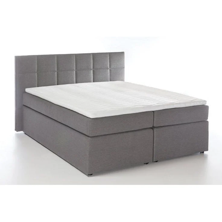 Möbelfreude Boxspringbett Boxspringbett Bea mit niedrigem Kopfteil Hellg.., Hellgrau 180x200 cm H3 7-Zonen-Taschenfederkern Matratze + Visco-Toppe – Bild 2