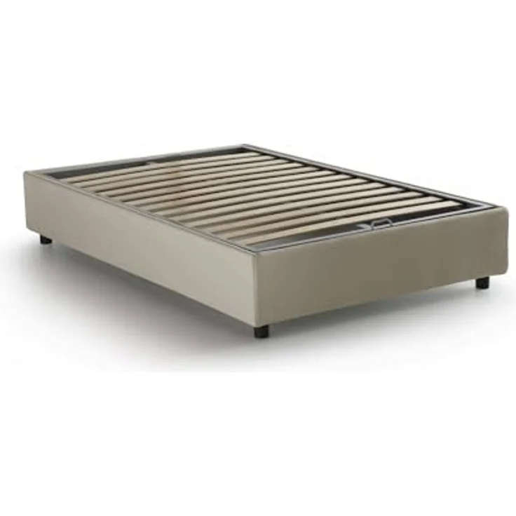 Talamo Italia - Nicole Doppelbett, Bettkasten mit Stoffbezug, 100 % Made in Italy, Öffnung vorne, geeignet für Matratze 120x190 cm, Beige – Bild 3