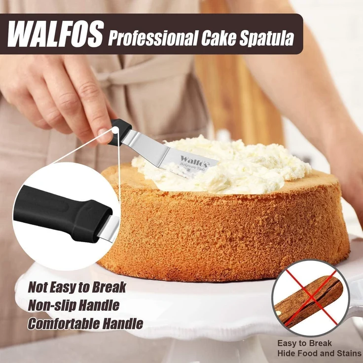 Walfos Abgewinkelter Zuckergussspatel Set Edelstahl Backen 15cm 20cm 25cm – Bild 3
