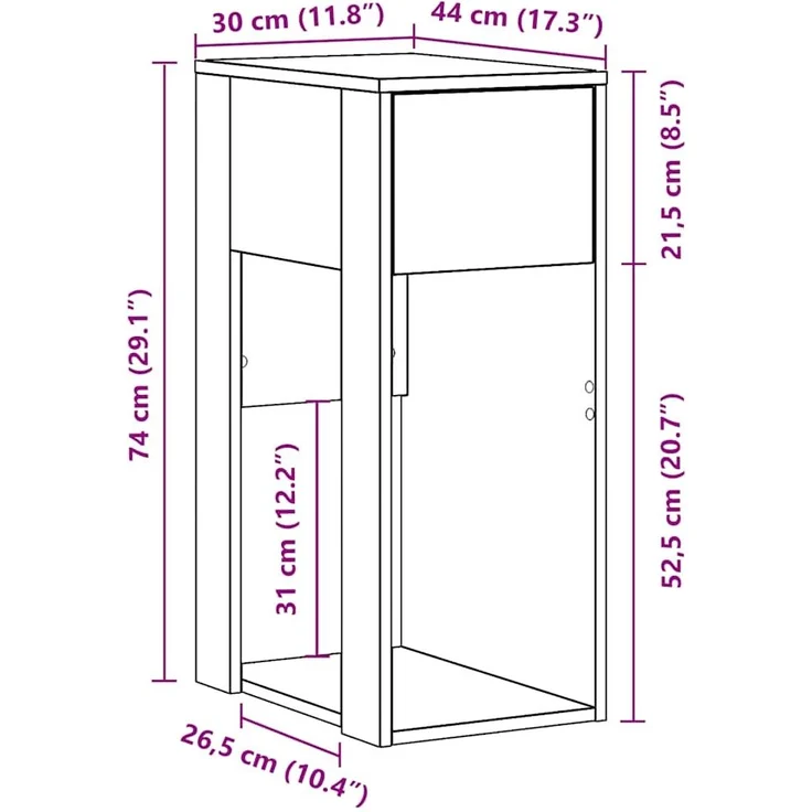 vidaXL Computerschrank mit Schublade Betongrau 30x44x74 cm 858734 – Bild 9