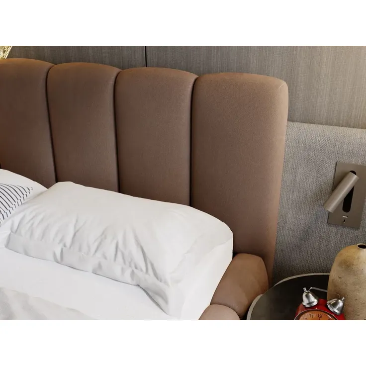 GRAINGOLD Cloud Bett 160x200, Polsterbett mit Bettkasten, Velvet-Stoff, mit Kopfteil, Braun – Bild 6