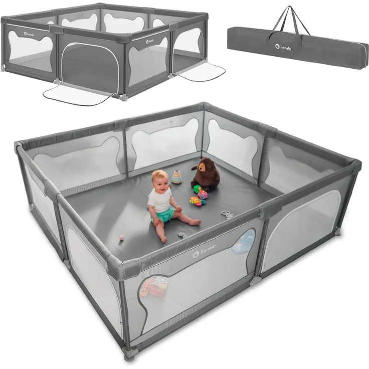 lionelo Laufgitter WILLOW XL und WILLOW (Set), sehr große Spielfläche, 2 abschließbare Seiteneingänge