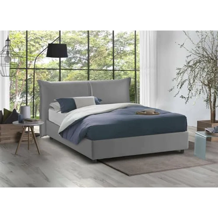 Talamo Italia - Doppelbett Clelia, 100 % Made in Italy, Öffnung vorne, inklusive Matratze 160 x 190 cm, Grau – Bild 1