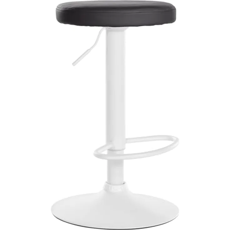 CLP Ponte Barhocker, Schwarz, höhenverstellbar 60-81 cm, runde Sitzfläche mit Kunstlederbezug, 360-Grad-Drehung, belastbar bis 120 kg
