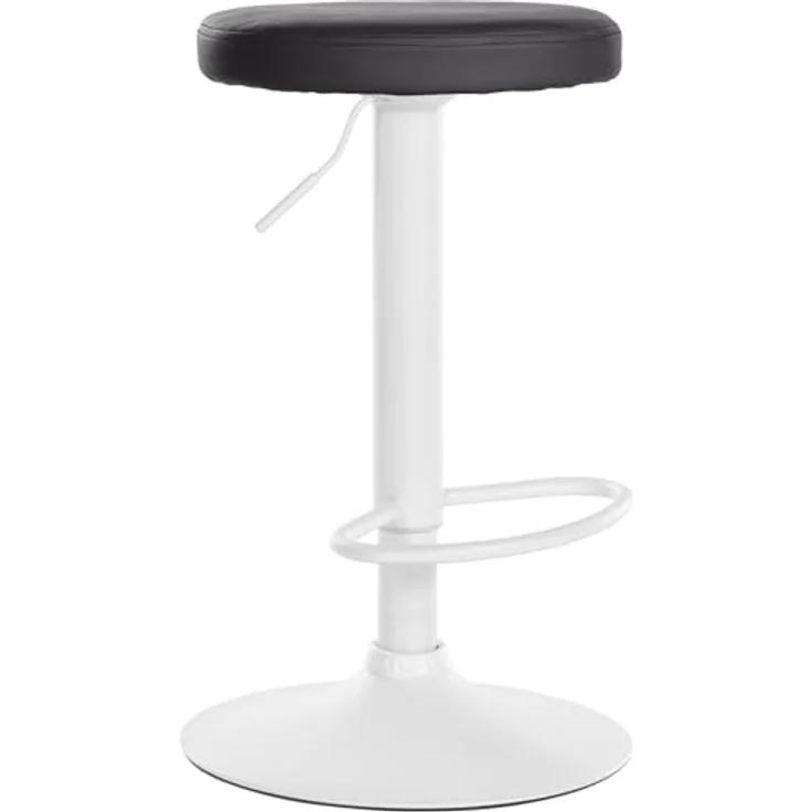 CLP Ponte Barhocker, Schwarz, höhenverstellbar 60-81 cm, runde Sitzfläche mit Kunstlederbezug, 360-Grad-Drehung, belastbar bis 120 kg – Bild 1