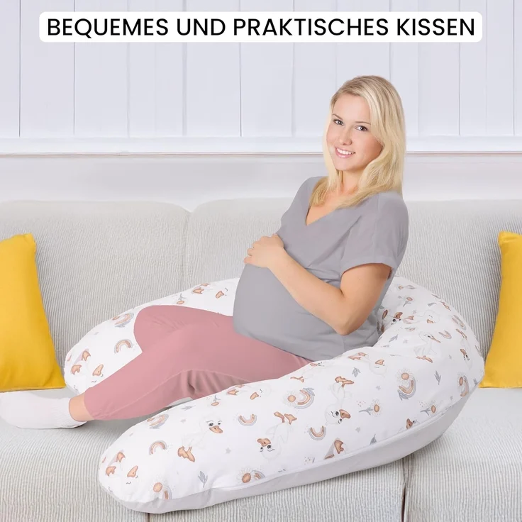 Amilian Stillkissen XXL 170 cm - Schwangerschaftskissen & Seitenschläferkissen mit Bezug, - Lagerungskissen - Nursing Pillow - Pregnancy Pillow, mit Füllung, Schlafkissen für Seitenlage - Körperkissen – Bild 2