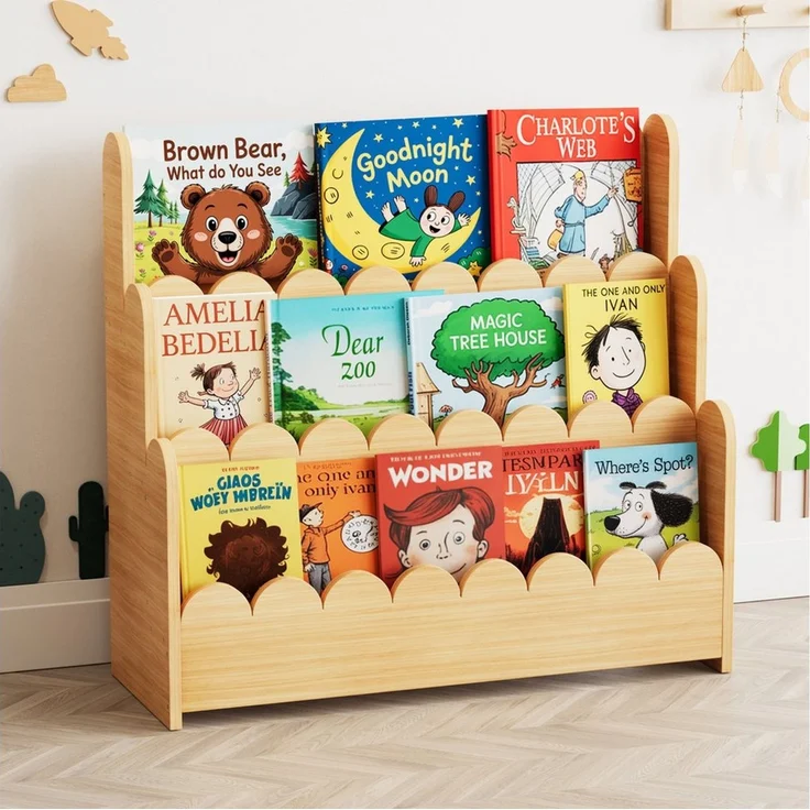SpaceAid Bücherregal 3-stöckiges Kinderregal, Montessori-Bücherregal für Kleinkinder, 27T x 75B x 70H cm – Bild 1
