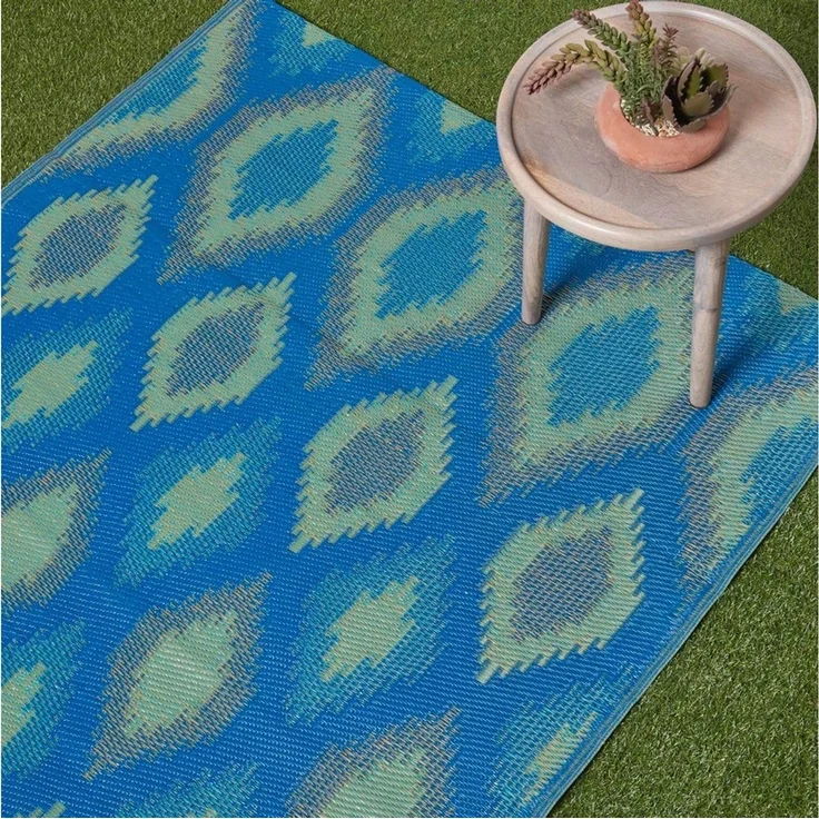 Homescapes Outdoorteppich Outdoor-Teppich Amber aus Polpropylen mit blau-grünem, 120 x 180 cm, rechteckig, Höhe: 20 mm – Bild 2