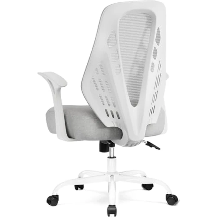 COMHOMA Ergonomischer Bürostuhl Schreibtischstuhl Gamingstuhl, mit Armlehnen, atmungsaktives Mesh, V-förmige Rückenlehne, verstellbar, Wippfunktion, Hochdichter Schaumstoffsitz, leise Rollen, grau – Bild 1