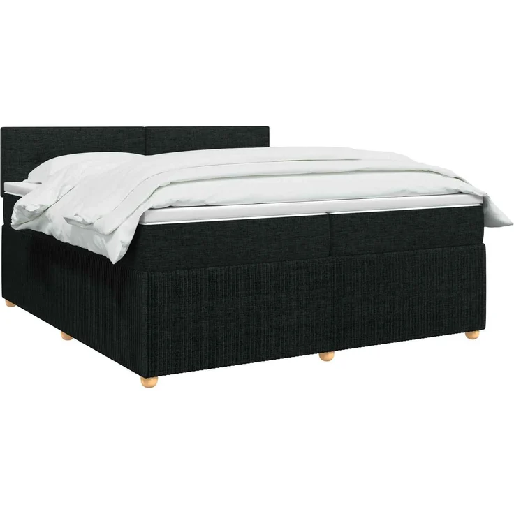 vidaXL Boxspringbett mit Matratze Schwarz 200 x 200 cm Stoff 3453011 – Bild 3