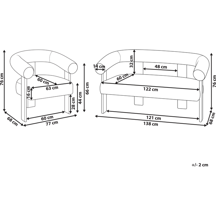 Sofa Set ILBRO Webpelz Dunkelbraun Hellbraun – Bild 2