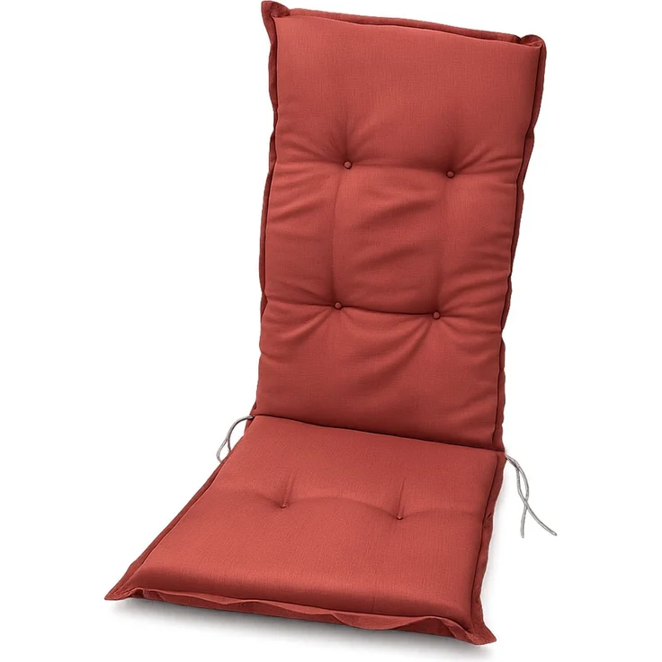 BURI 4x Hochlehner Auflage 117x49x6 cm - wetterfeste Gartenstuhlauflage mit Schaumkern & Vollvlies, Halteband & Bindebänder, bequemes Stuhlpolster für Balkon, Terrasse & Garten (Rot) – Bild 9