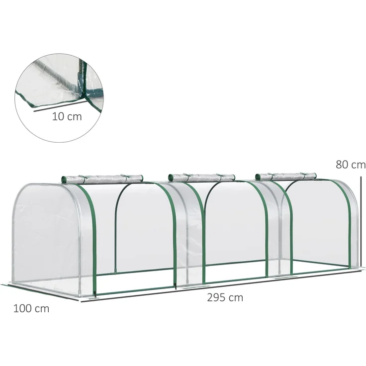 MELAYR, Mini-Gewächshaus für Tomaten, 3 m (L) x 1 m (B) x 0,8 m (H), Stahl, 140 g/m² PVC, UV-beständig, Transparent – Bild 5