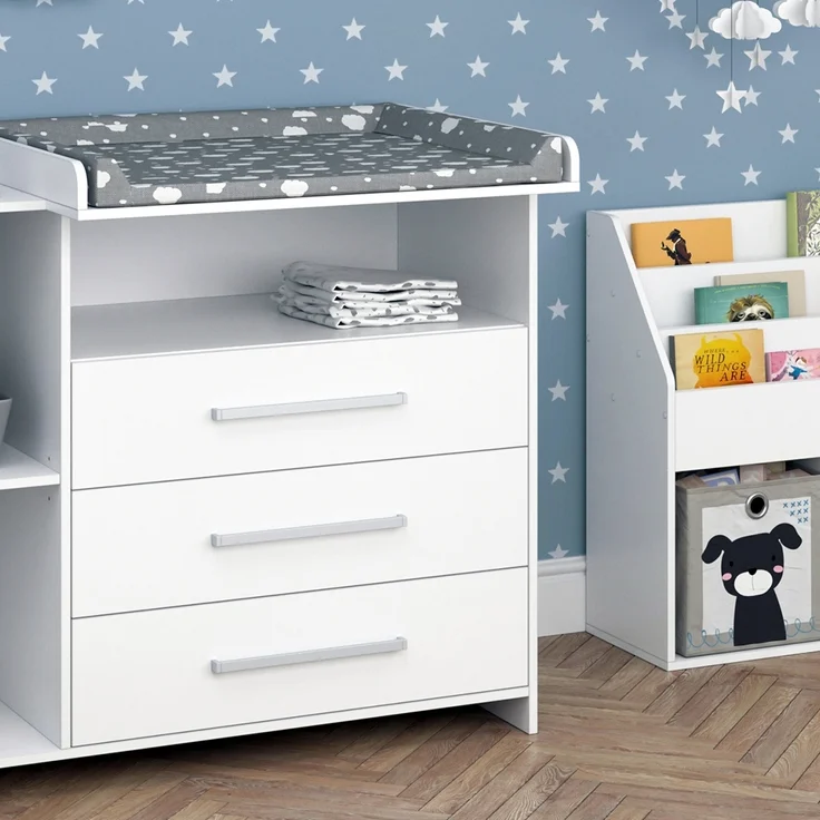 Kinderzimmer-Set Oskar Weiß 2 Teile, mit Wickelkommode und Bücherregal Vicco – Bild 5