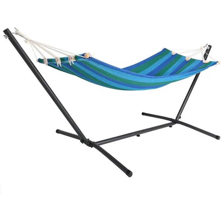 Detex Hängematte, mit Gestell 100kg Belastbarkeit Strapazierfähig Robust Outdoor Blau