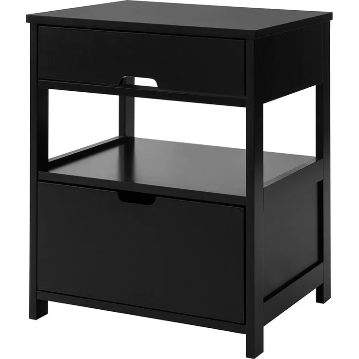 SoBuy Nachtschrank mit 2 Schubladen und 2 Ablagen schwarz