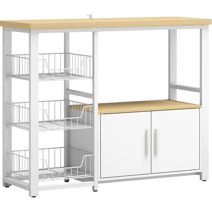 Küchenregal mit 3 Körben und Unterschrank, 100x35x80 cm, Eiche – Bild 4