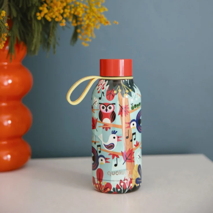 Quokka GROVE BIRDS Trinkflasche 330 ml Solid Kids Edelstahl Flasche Hält Kalt & Warm – Bild 2
