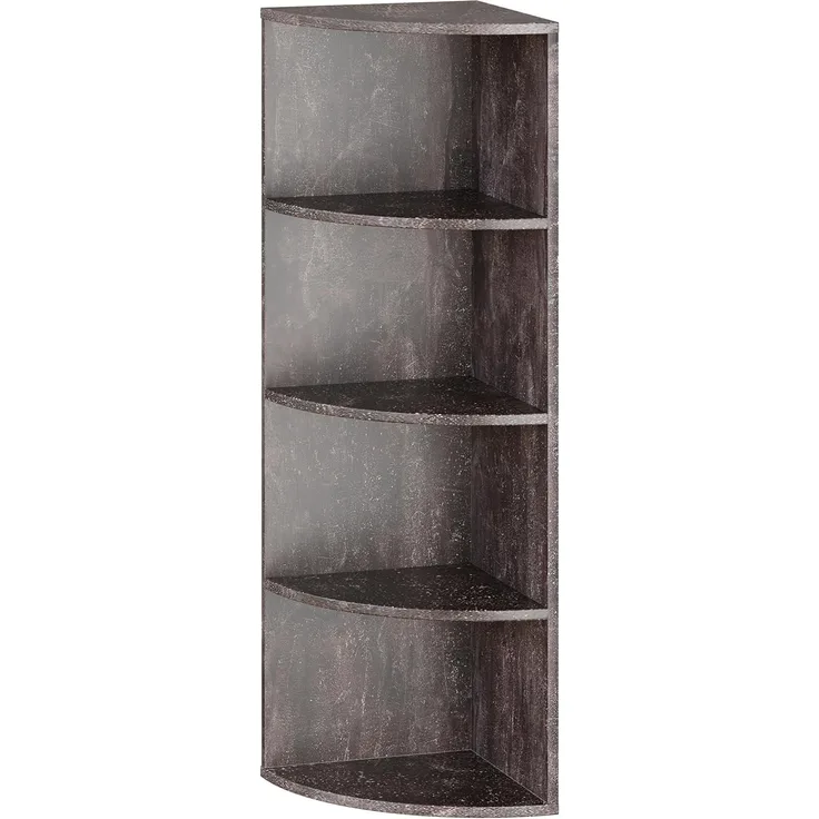 RICOO Regal Wand 110 x 33 x 33 cm WM058-BG Eckregal stehend Eck Wandregal Holz grau Beton Optik Bücherregal Hängeregal Holzregal Standregal Regale & Ablagen Bookshelf Schweberegale Eckwandregal