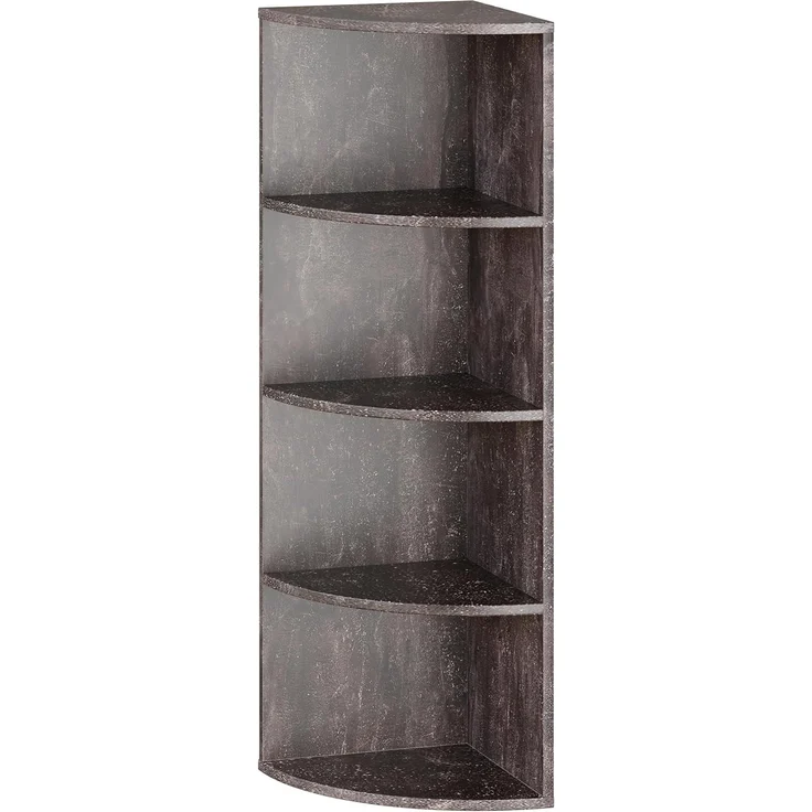 RICOO Regal Wand 110 x 33 x 33 cm WM058-BG Eckregal stehend Eck Wandregal Holz grau Beton Optik Bücherregal Hängeregal Holzregal Standregal Regale & Ablagen Bookshelf Schweberegale Eckwandregal
