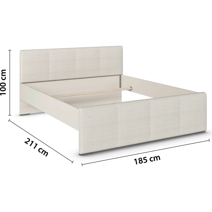 rauch Bett Holga, Polsterbett, mit Polster-Kopfteil, Farbe Webstoff Ivory/Champagner, Beige, Liegefläche 180x200cm – Bild 4