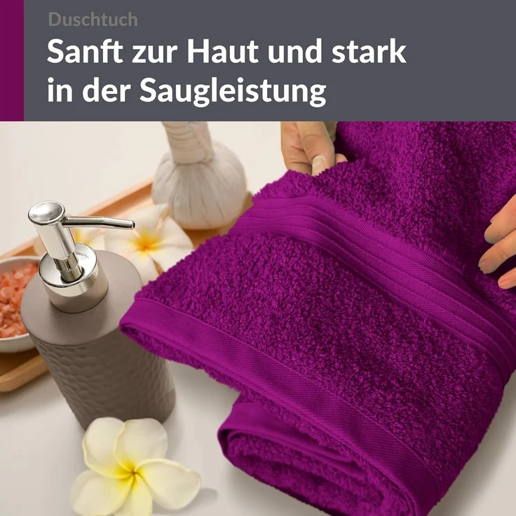 Lashuma Duschtuch Linz, Frottee (1-St), Hochwertiges Duschhandtuch Lila 70x140 cm – Bild 5