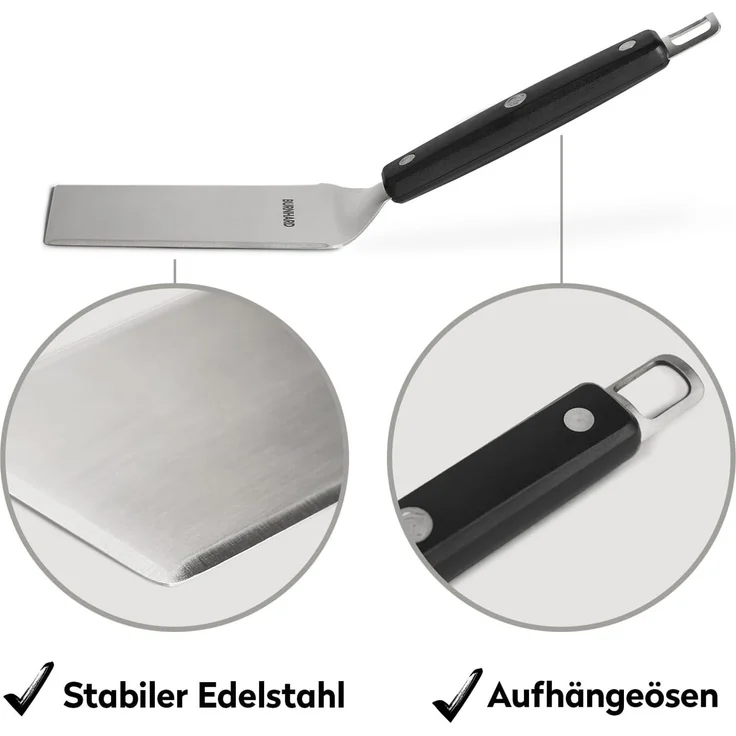BURNHARD® Edelstahl Plancha Set Fred 41,5 x 40,0 cm mit 2-tlg. Grillspachtel und Grillschaber Set - Multi-Color - #946147 – Bild 5