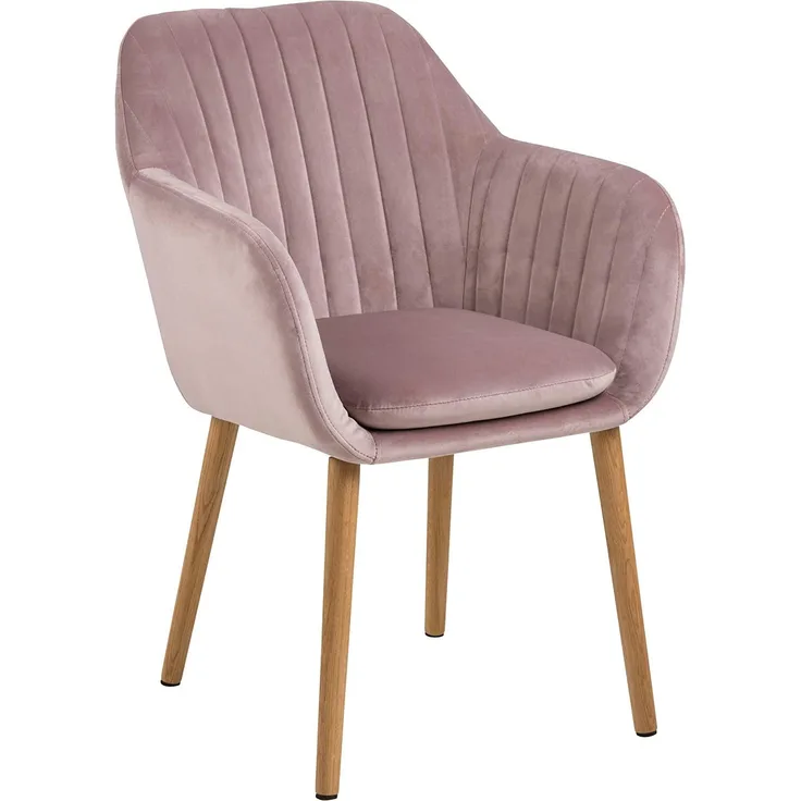 Polsterstuhl EMILIA Rosé Samt Eiche natur Armlehnstuhl
