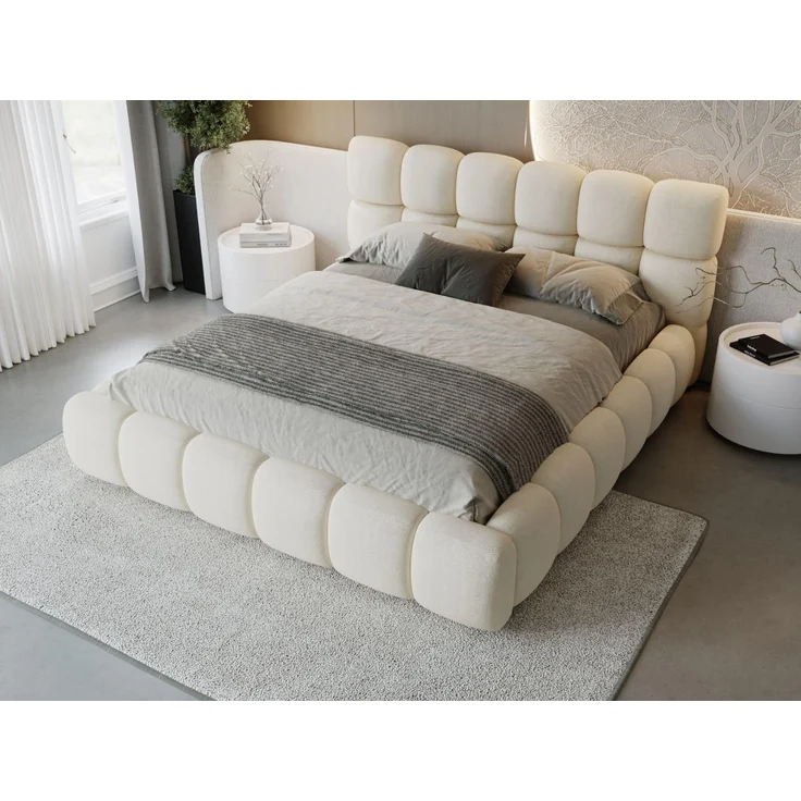 GrainGold Polsterbett mit Bettkästen MODO, Modern Bett mit Kopfteil - 180x200 cm, Beige (1x Bett) – Bild 3